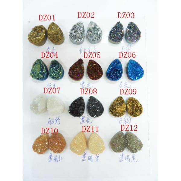 Colorful Teardrop Druzy Agate Jewelry Stone 13 * 18mm For Necklace Earring Making