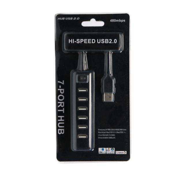 Black White Computer 7 Port ABS Plastic USB 2.0 Hub