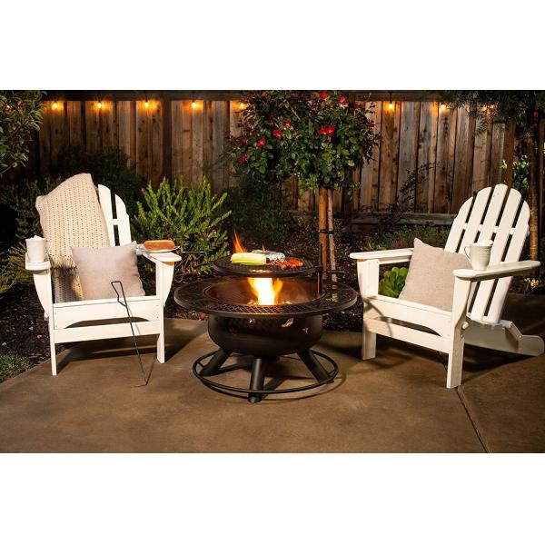 Metal Black Indoor Outdoor Round Wood Burning Charcoal Fire Pit With Grill