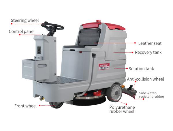 Wash Brush And Dry,3 In One Floor Scrubber Dryer Ride On 85L Recovery Tank