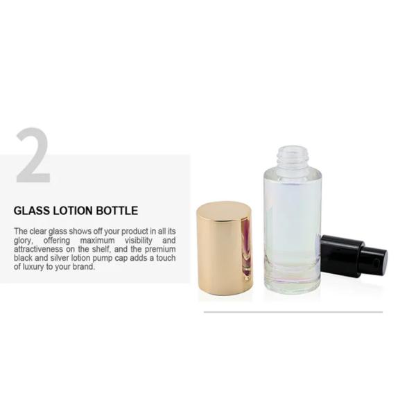 30ml 1oz Mixed Colour Glass Essential Bottle With Pump Luxury Skincare Packaging