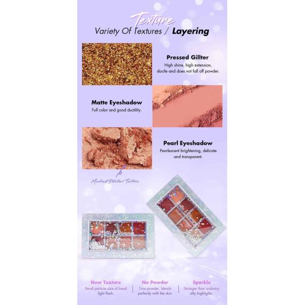 8 Colors Waterproof  Eyeshadow Palette Multichrome Eyeshadow ISO22716