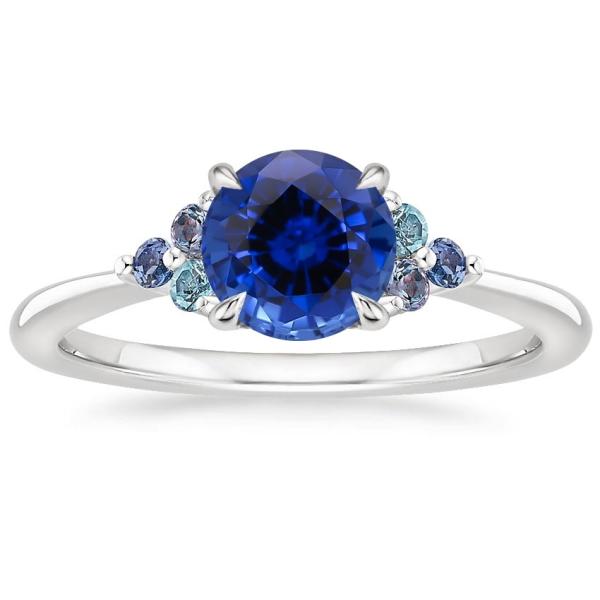 Sapphire Secret Garden CZ RingSet with 6mm Premium Blue Round Sapphire