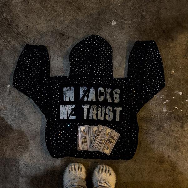 Peso pesado Negro Rhinestone Hoodie Streetwear Vintage Distressed Hoodie a prueba de viento