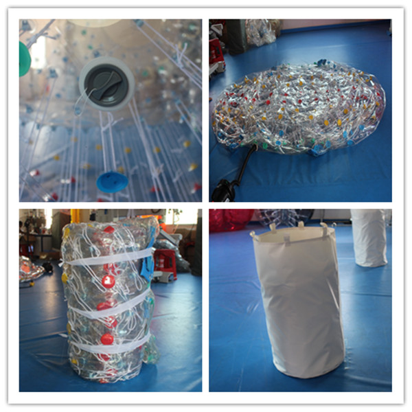 Transparent Blue Handle PVC Inflatable Zorb Ball , 3m x 2m Dia Giant Hamster Ball
