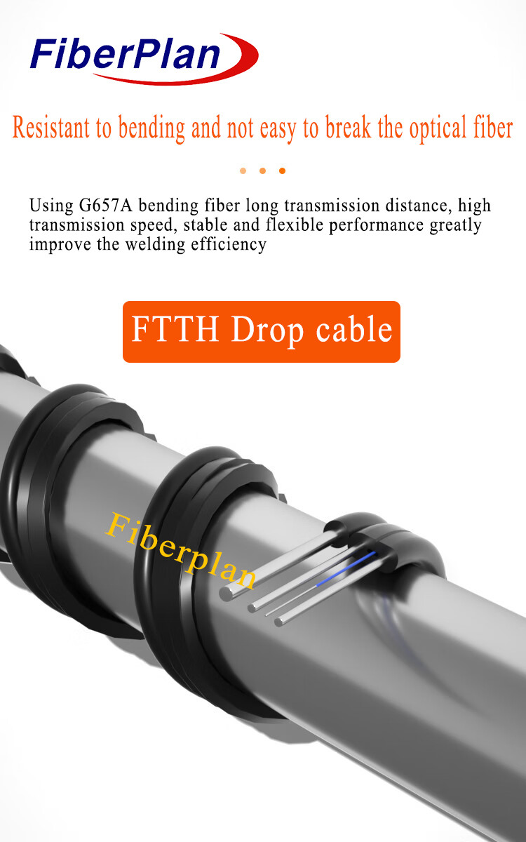 Сверхэкономичный волокно G652.D одноядерный FTTH кабель с мессенджером