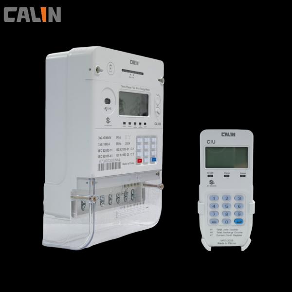 Compact 3 Phase Electric Meter Transparent Cover Prepaid Electricity Meters