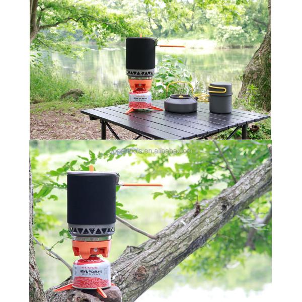 Poly Outdoor Stove Wind-Resistant 1600W Picnic Gas Stove with Integrated Pot and Bowl