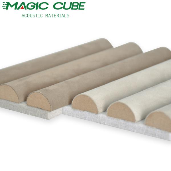 Elegant Suede-Covered Wooden Slat Acoustic Wall Panels For Interior Decoration