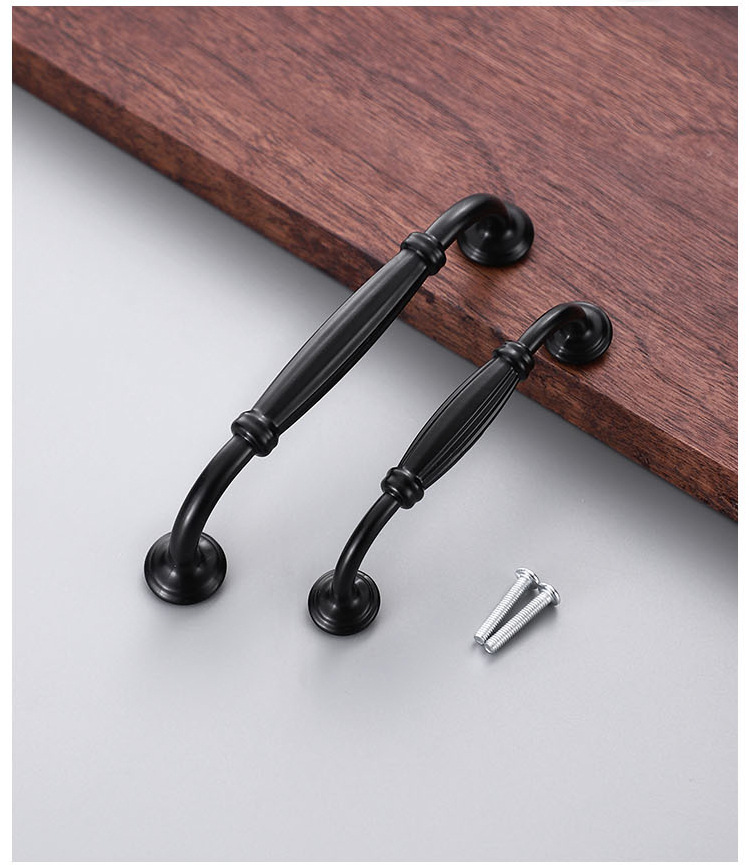 Solid Black Modern European Stainless Steel Alloy Solid Handle for Cabinet Shoe Door Surface Mounting Furniture Hardware
