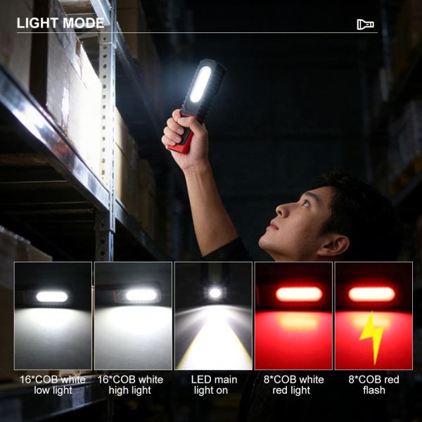 Rotatable LED Flashlight with Magnet Charging Car Repair Inspection Lamp Flashlight Work Lamp Auto Repair Maintenance Lamp