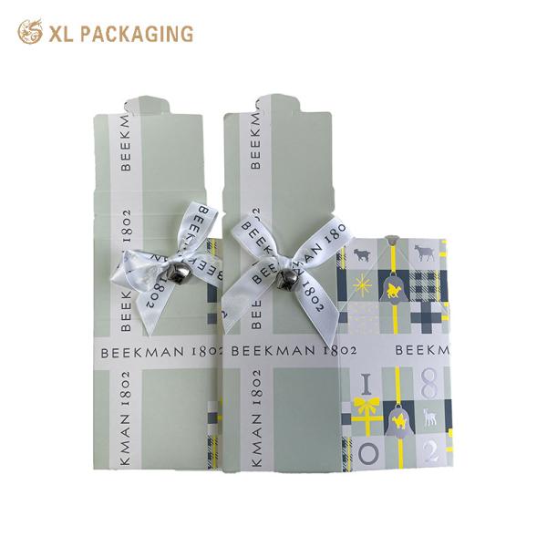 XL Packaging Printed Cosmetic Foldable Card Box Cardboard Paper Foldable Card Box Folder Lip Packaging Box With Ribbon Bow