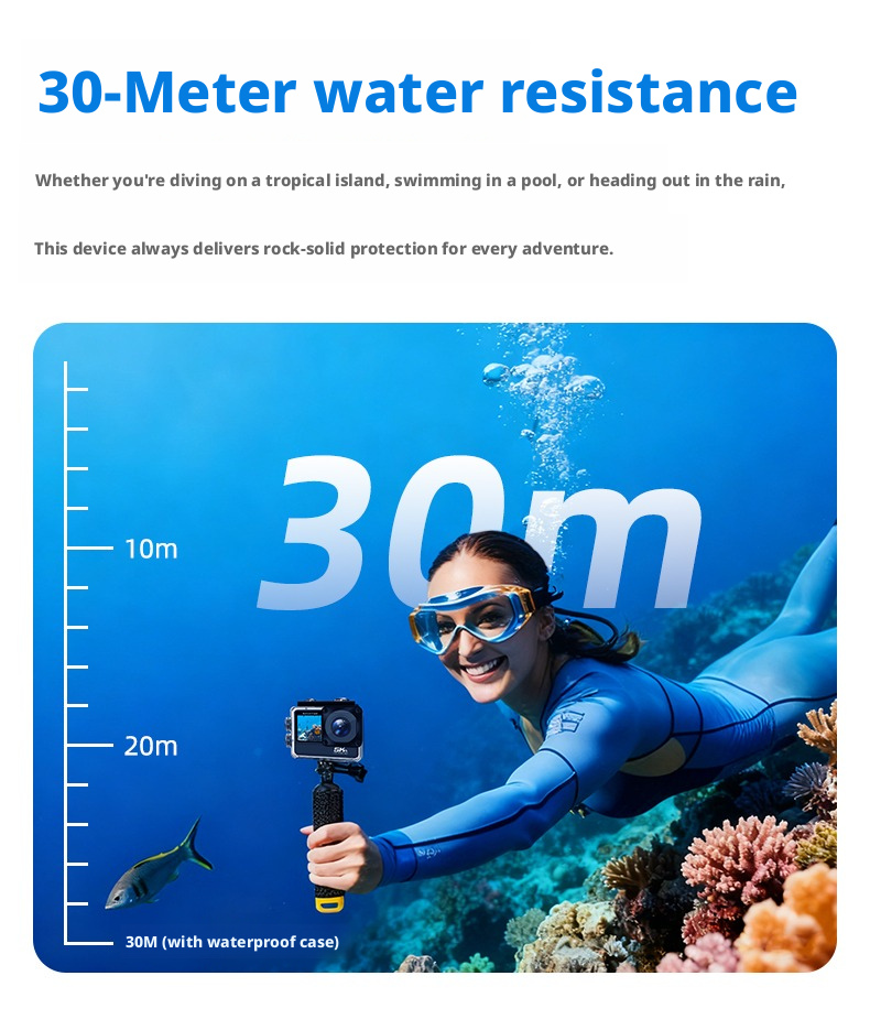 DLC 30M Depth Waterproof 6 Axis Gyro Stabilization Action Cam Dual Selfie Screen WiFi Mobile Control Outdoor Sports Camera