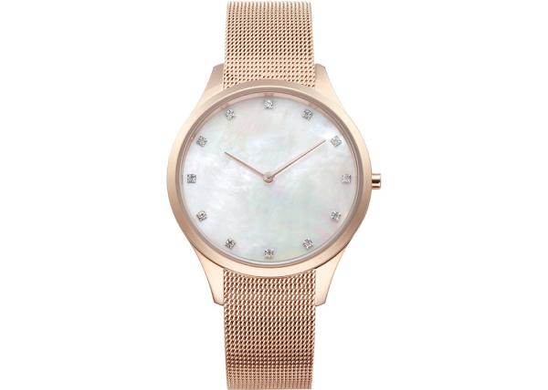 Good quality rose gold case elegant shell dial women watch with mesh band