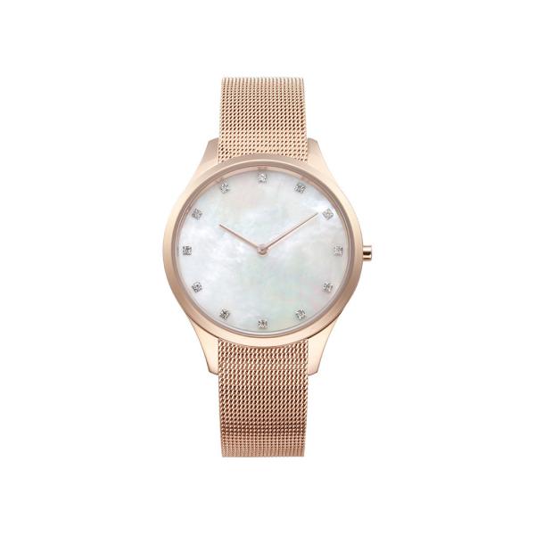 Good quality rose gold case elegant shell dial women watch with mesh band