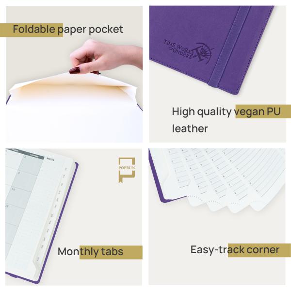 Wirebound Softcover do grande roxo acadêmico de papel do planejador 100GSM