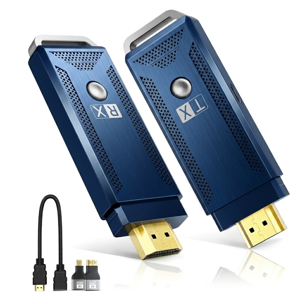 Blue Wireless HDMI Transmitter Receiver Plug And Play HDMI Wireless Extender For Laptop Projector