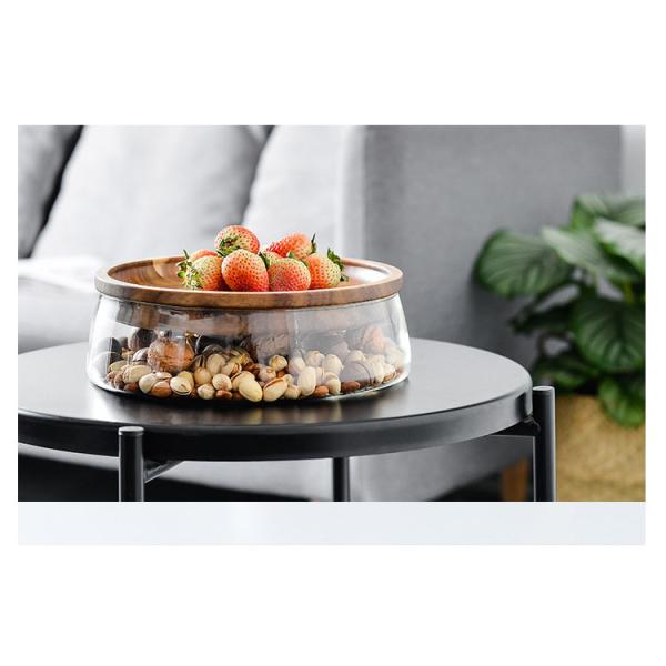 0.5L - 1L Wooden Food Container Travel Modern Glass Candy Jar