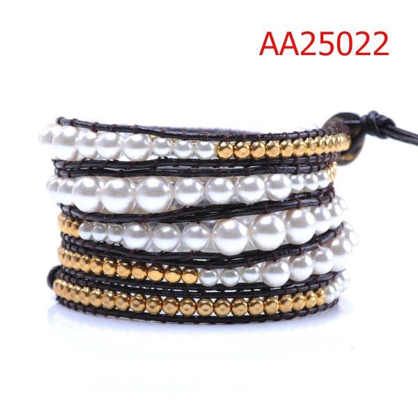 Female Models Fashion, Natural Pearl Beads Leather Wrap Bracelets