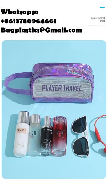 Magic Pouch Cute Clear Iridescent Holographic Makeup Bag Toiletry Cosmetic Bag Gifts For Women Girls Teens Friends Bachelorette Rainbow Waterproof