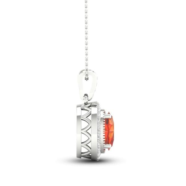 Natural Citrine Lab Created White Sapphire Necklace 10K White Gold 18