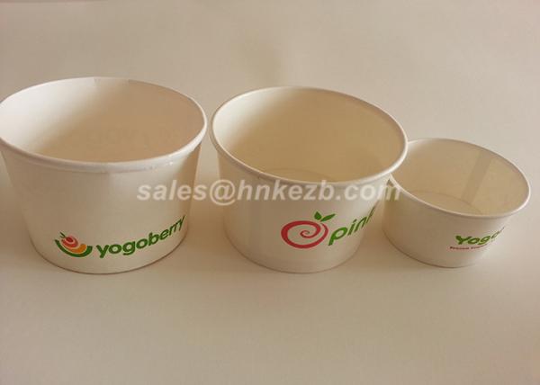 White Disposable Ice Cream Cups With Lids And Spoon For Frozen Yogurt