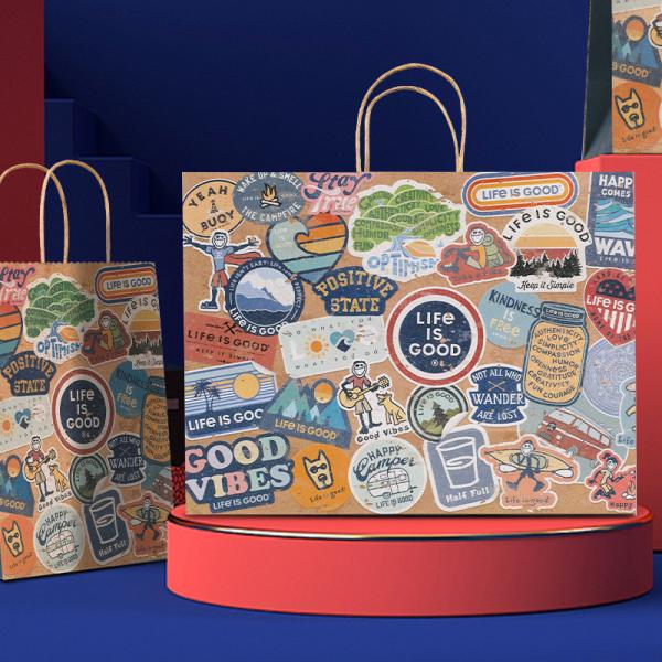Bolsa de papel Kraft de Zhejiang impresa a medida con asas para la promoción de su propio logotipo