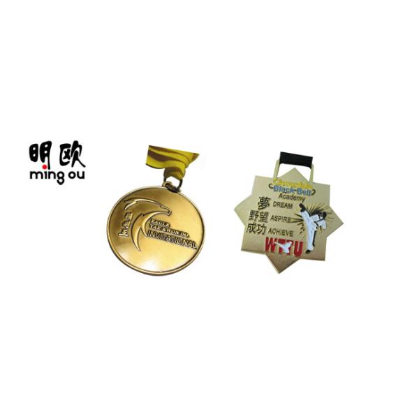 Round Bronze School Custom Award Medals for Eagle Taekwondo Invitational