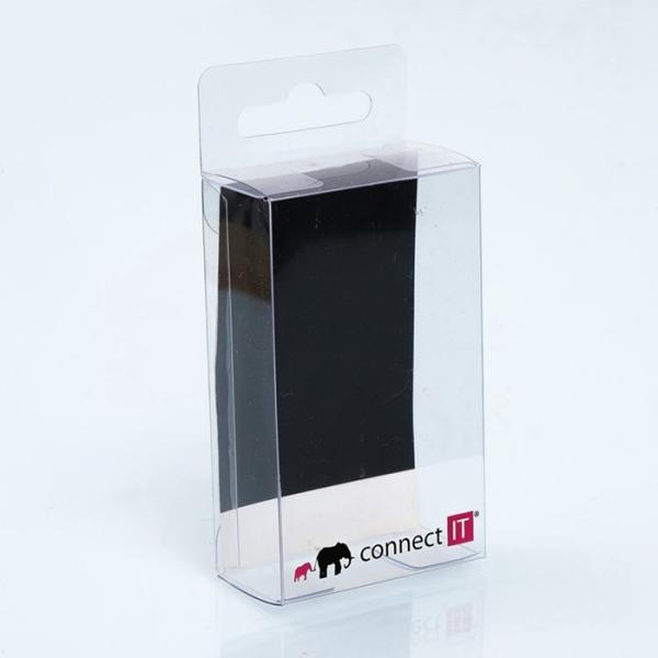 Carimbar a caixa de empacotamento clara do PVC gravou Logo With Hanging Hook