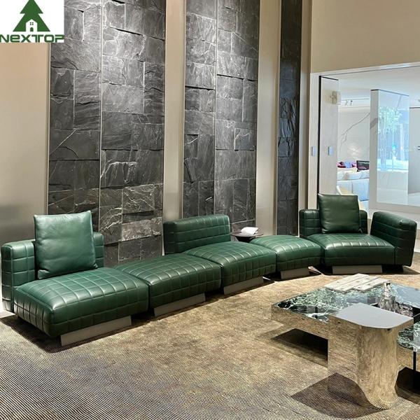 couro verde luxuoso Sofa Set modular do escritório domiciliário da mobília da entrada do hotel de 1800*1000mm