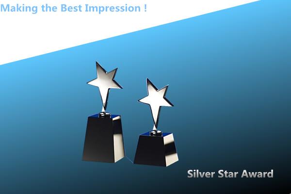 corporation crystal awards/coporation silver star awards/silver star with crystal base