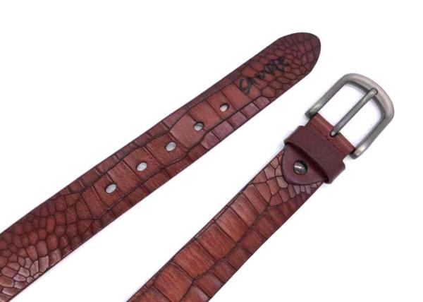 Mens Crocodile Embossed Leather Belt  ,  Classic Dress Belt With Single Prong Buckle