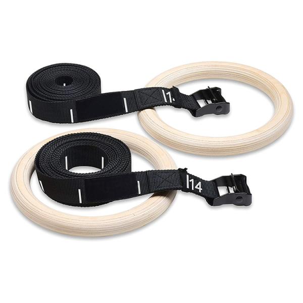 Roman Ring Gymnastics 32mm Wooden Gym Rings Customized Durable Universal Wooden Ring Fitness Foldable Strap Wooden Drum Hoops