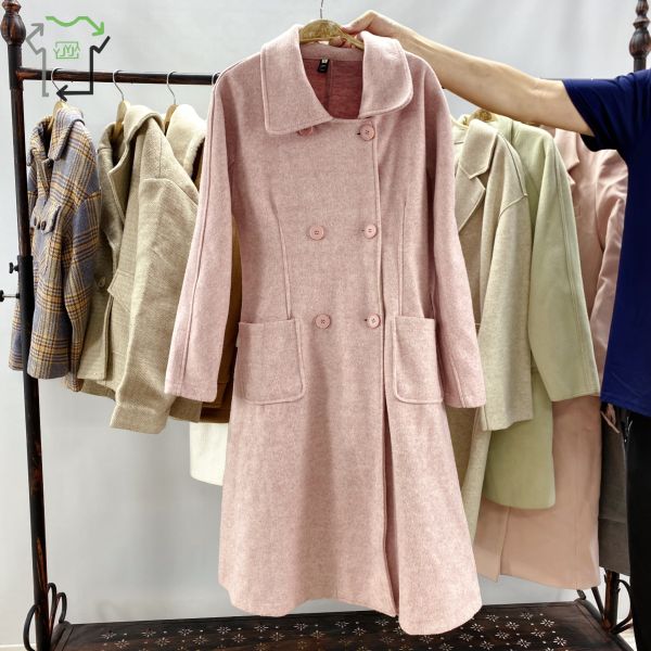 Fashion Second Hand Womens Coats Single Sided Medium Long Hybrid Minimalist Style