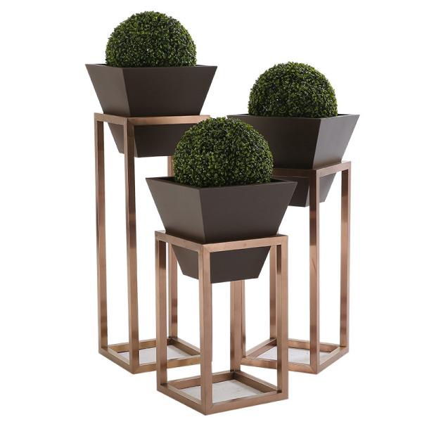 Hall Corridor Polished 90cm Height Stainless Steel Planter Box On Shelf