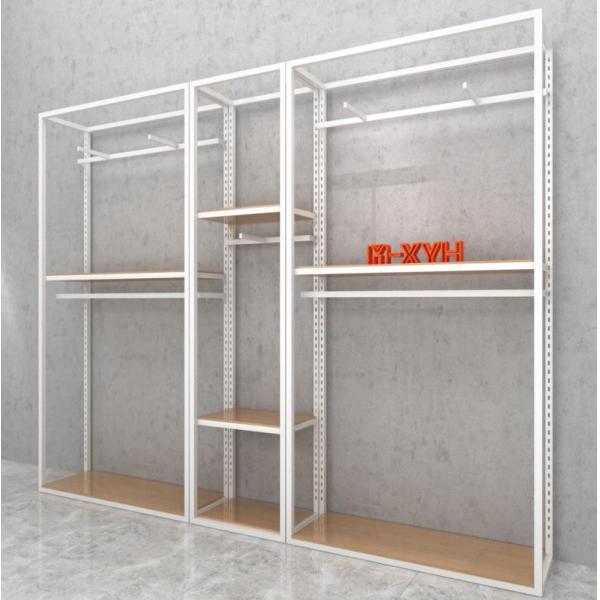 Modern 2 Tier Steel MDF Wardrobe Clothing Garment Rack for Retail Shops and Advertising