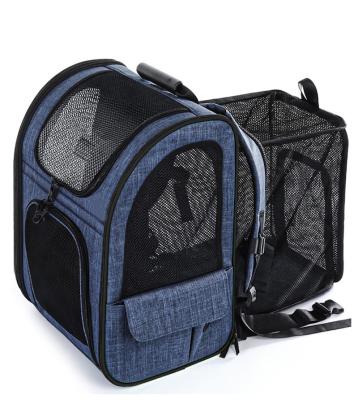 Outdoor 33.5*27*42CM Blue Cationic Oxford Expandable Pet Travel Backpack Soft Fabric Lovely Pet Necessities For Your Satisfied Companions