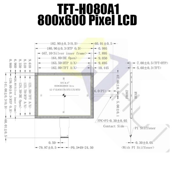8.0 Inch 800x600 LCD Module Display Industrial Monitor Manufacturer