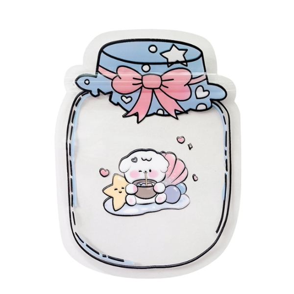 MOQ 100pcs Custom Valentine's Day CPP Plastic Self Sealing Food Grade Zipper Top Bags for Snacks Cakes (Cartoon Shaped)