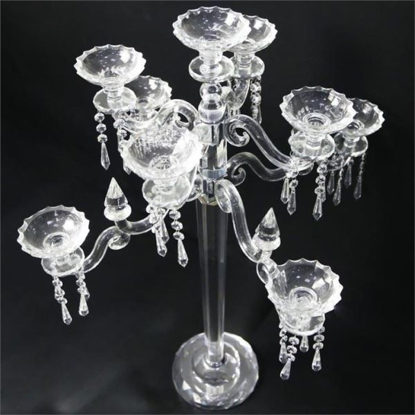 Nouveau design de faveur de mariage, perles suspendues, candélabre en cristal