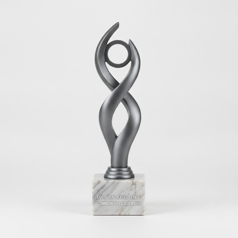 18 Inches Height Metal Trophy with Matte Finish and Marble Base for Cultural Awards and Community Recognition