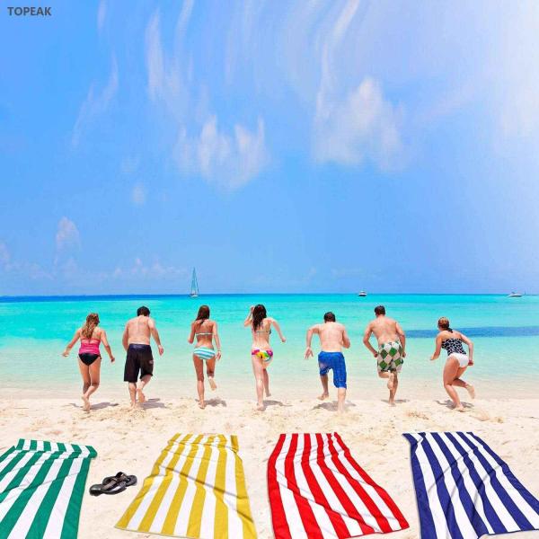 Yoga Travel Microfiber Suede Towel Light Pink Striped Beach Towel 256g