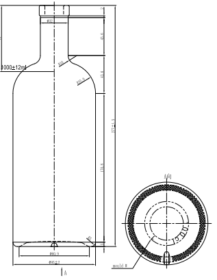 бутылка стекла 1L наградная Осло для алкоголя с 33mm 400 ФИНИШ ПРОБОЧКИ шеи 21.5mm T GPI