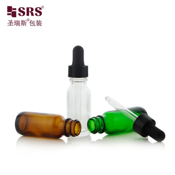 Hot Selling 15ml 30ml 60ml Green Amber Transparent Glass Dropper Bottle
