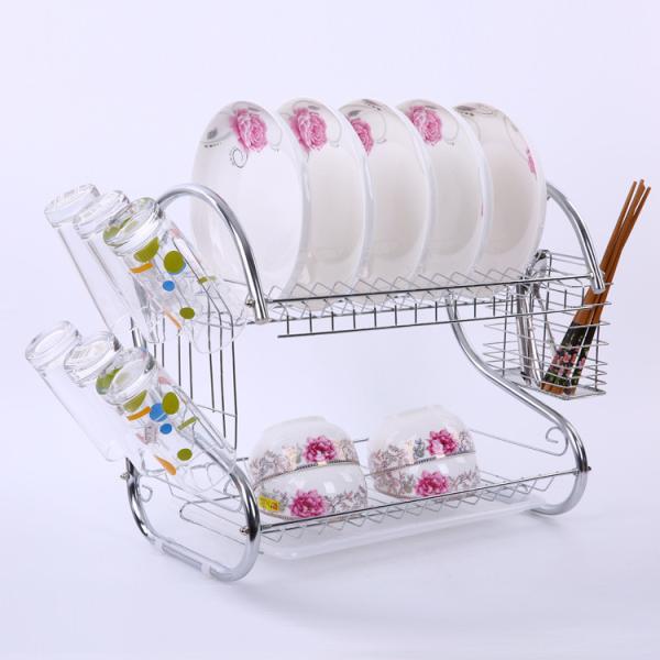 SS H39.5cm 2 Tier Kitchen Storage Rack , 1.28KG Two Tier Shelf Organizer