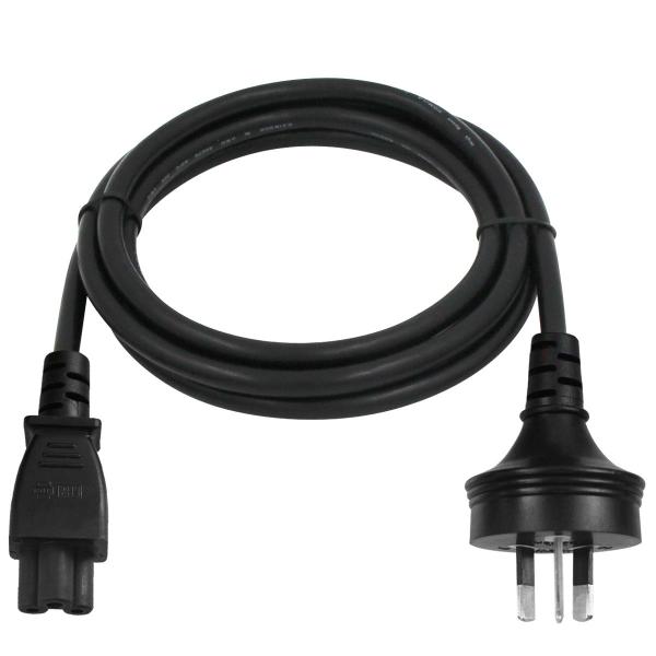 SAA Certified AU Plug to IEC C5 Power Cord 1.8m Black