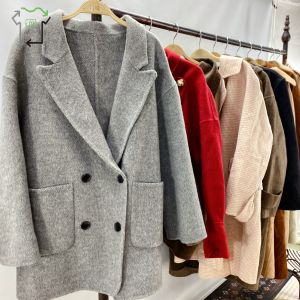 Women's Winter Used Clothes Double Sided Wool Coats Fashionable Mixed Styles Slim Fit