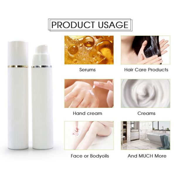 15ml White Airless Pump Bottle With Gold Line Cap For Lotion Cream Packaging