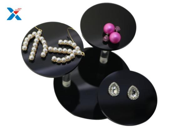 Black Acrylic Jewelry Organizer Necklace Bracelet Earring Display With Round Tray