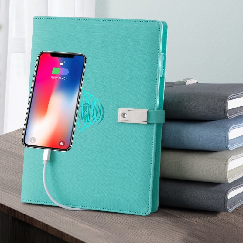 Bulk A5 Looseleaf Leather Power Bank Charge Notebook Multifunctional